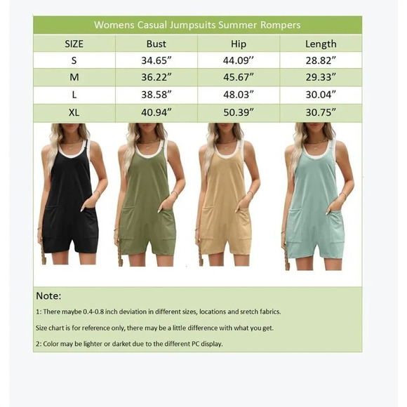 Womens Romper Light Green Wide Leg Shorts Overalls Adjustable Strap Bib Jumpsuit - Picture 4 of 4